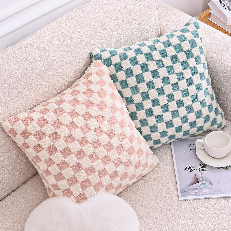 Olanly Pillow Cover Of Double-Side Checkerboard Smooth Cozy Pillowcase Checkered Pattern Super Soft Pillow Cover For Living Room