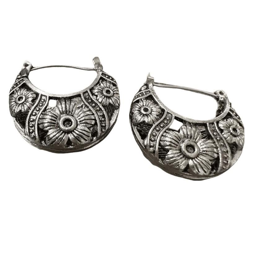 Exquisite Flower Basket Shaped Earrings 1 pair античный серебряного