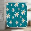 Daisy Blue Shower Curtain Polyester Fabric Waterproof Bath Decoration Home Decor White Flower Print