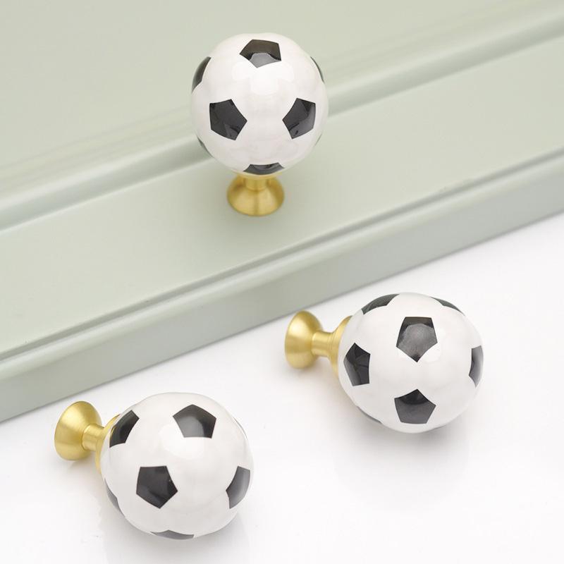 Cartoon Basketball Football Cabinet Door Handle Drawer Knobs Single Hole Ceramic Pulls Kitchen Wardrobe Furniture Handles
