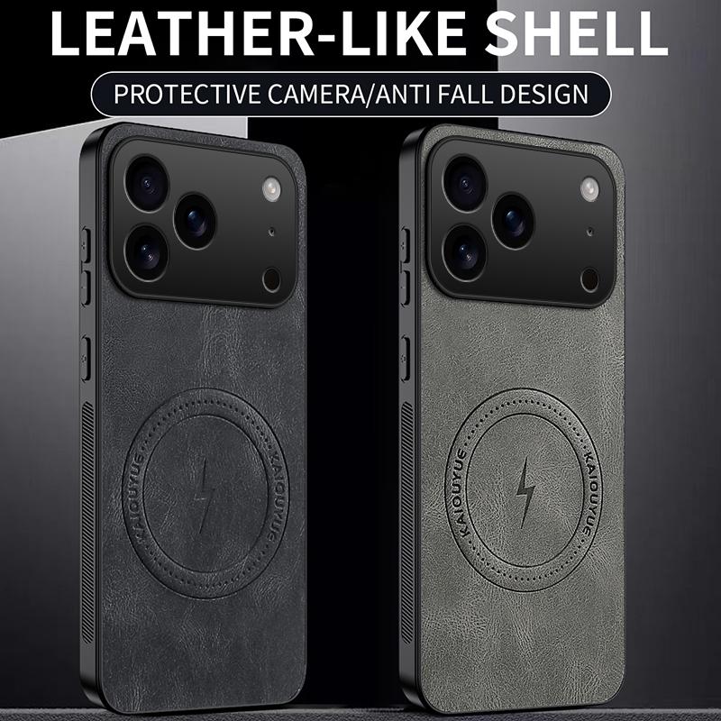 Luxury Magnetic Leather Case For Magsafe For iPhone 17 Air 17Pro 17 Pro Max Plain Protection Shockproof Wireless Charging Cover