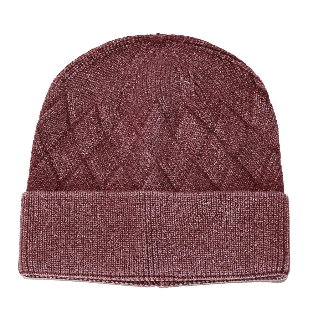 

Теплая зимняя шапка детская американский ретро вываренная старая тай-дай геометрический ромб клетка жаккардовая вязаная шапка мужская M（56-58cm） бордовый