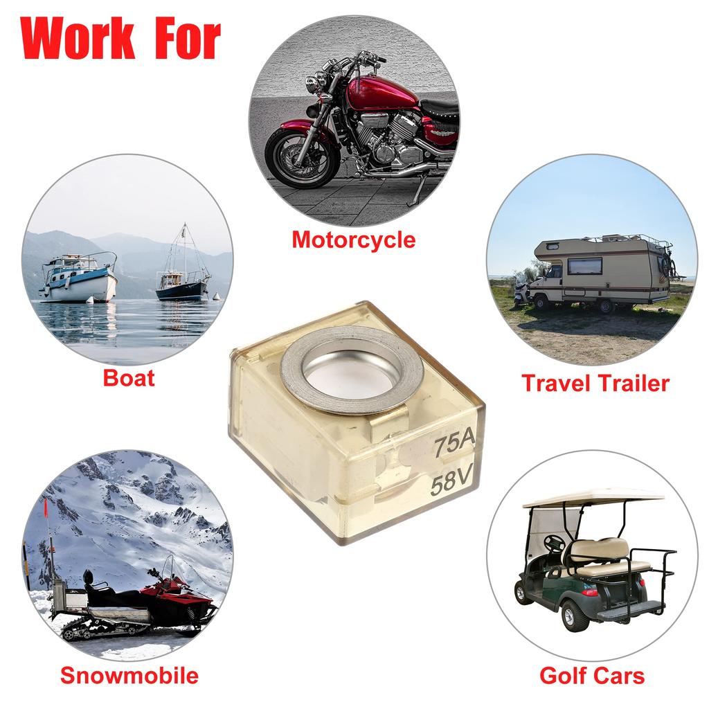 uxcell Marine Fuse Terminal Fuse Waterproof 75A DC 58V Max