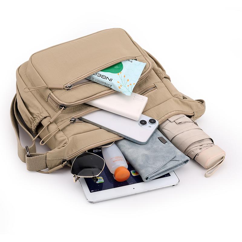 Women's Multi-layer Shoulder Bag Nylon Water-repellent Large Capacity Crossbody Bag Mother Bag