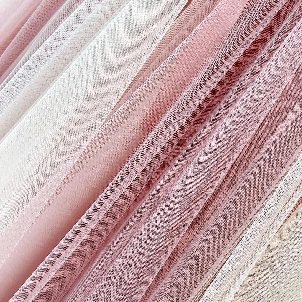 2024 Color-Block Mesh Dress - Gentle, Korean-Style, Four-Season Long Skirt