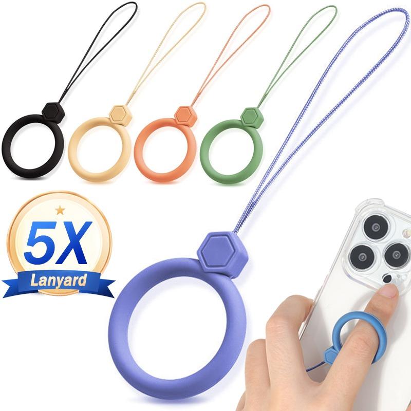Silicone Wrist Strap Lanyard Mobile Phone Hanging Rope Finger Ring Anti-lost Straps Phone Lanyard For iPhone 16 Pro Max Samsung
