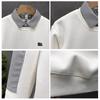 Men's Fake Two-Piece Sweatshirt Striped Shirt Collar Knit Pullover Casual Long Sleeve Top For Daily Wear