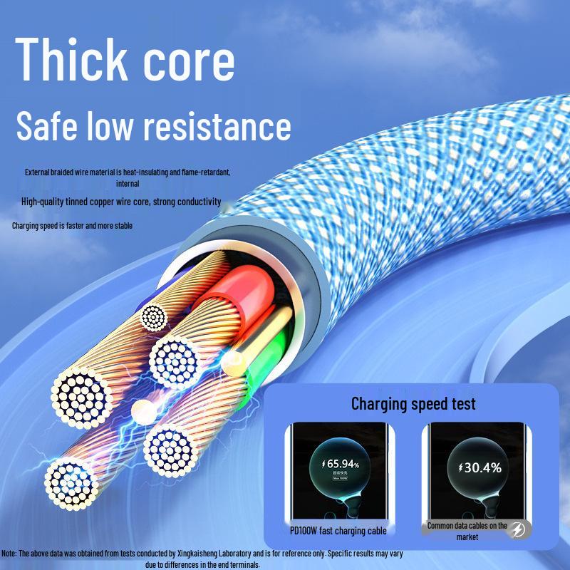 High-Quality 66W Braided Data Cable for Apple, Huawei, Xiaomi - 15PD20W Fast Charging Compatible
