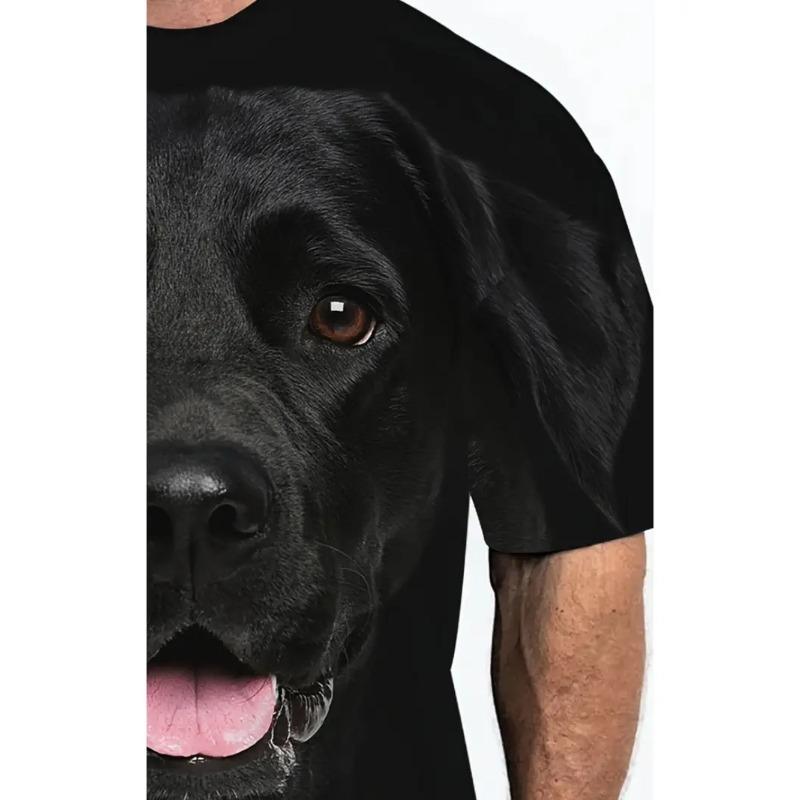 Men's 3D Printed Large Dog Pattern T-shirt Humorous Digital Printed Short Sleeved T-shirt Breathable Polyester Round Neck Casual