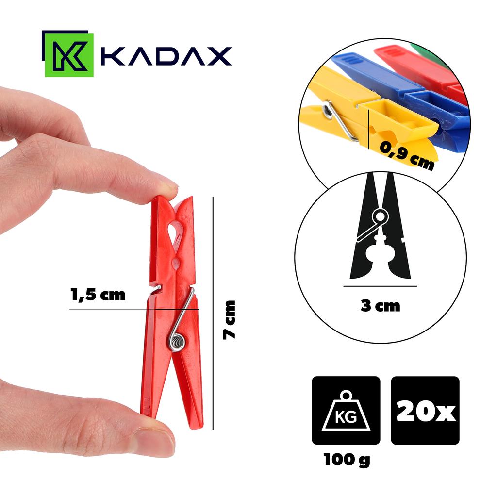 KADAX Clothespins Clips for Laundry Underwear Clothes 20pcs Plastic Colorful