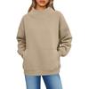 Women's Fashionable Casual Solid Color Round Neck Long Sleeved Pocket Sports Casual Pullover Sweatshirt Top