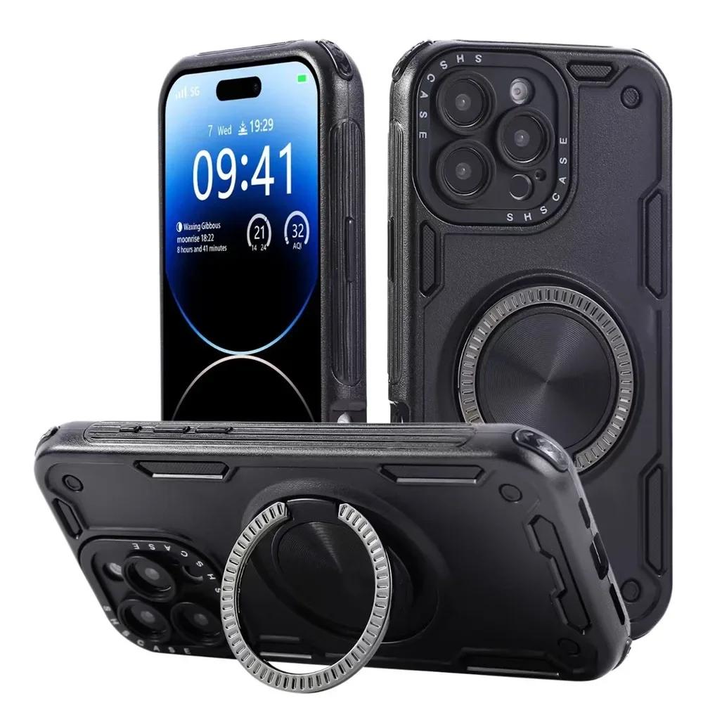 

For Magsafe Magnetic Stand Ring Holder Cover For iPhone 16 Plus 15 14 13 Pro Max 12 11 Phone Case with 360° Spin Shockproof iPhone 16 Pro