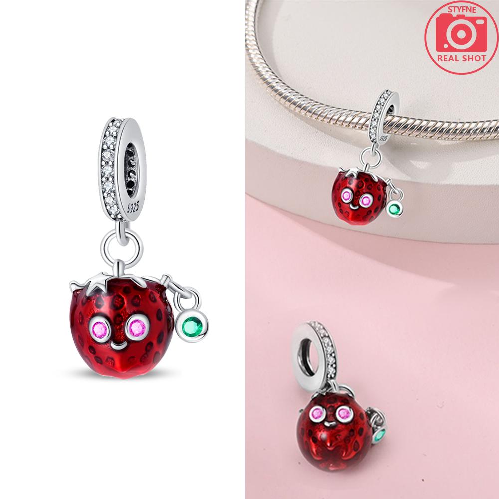 Original Strawberry Cherry Apple Avocado Fruit Charms Fit Bracelets Fine Diycopper Color Beadsbirthday Jewelry Gift