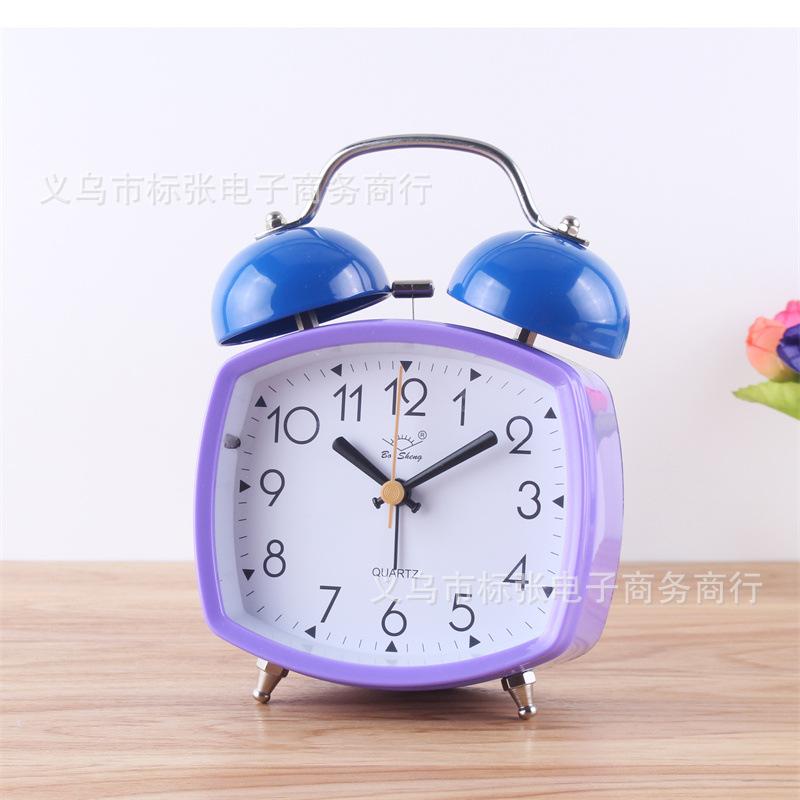 1.1 inch silent alarm clock, double alarm, metal ringing clock, student bedside alarm, desktop clock