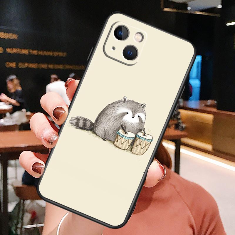 

Cute Raccoon Phone Case For iPhone 16 Pro Max 15 14 13 12 11 Pro Max Plus 12 13 Mini XR 16e Funda Cover iPhone 12Pro MAX