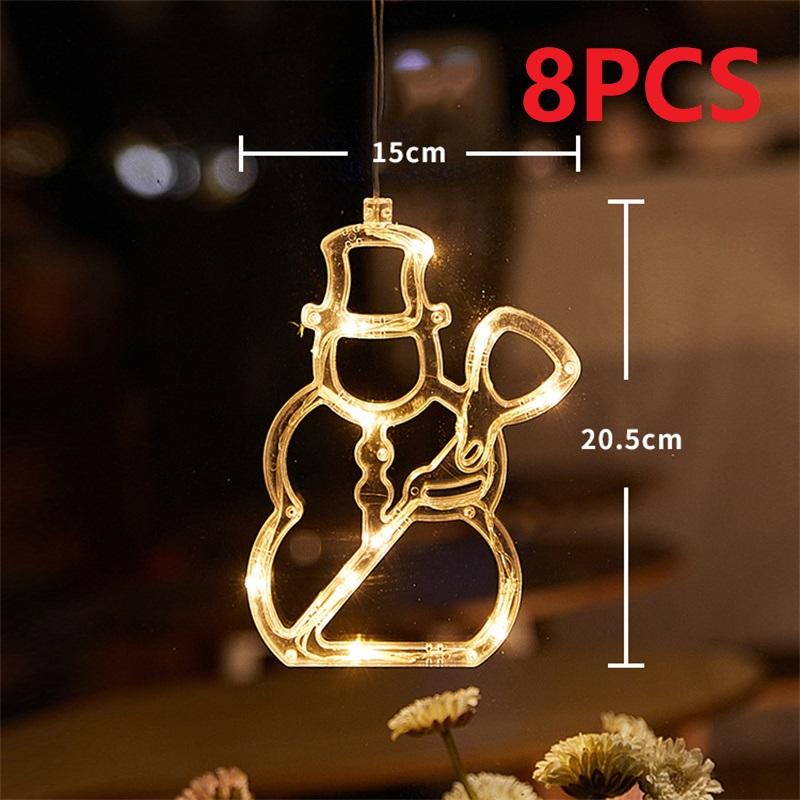 Christmas LED Light Snowflake Santa Hanging Sucker Lamp Window Ornaments Decoration for Home Xmas Navidad 2025 New Year Decor