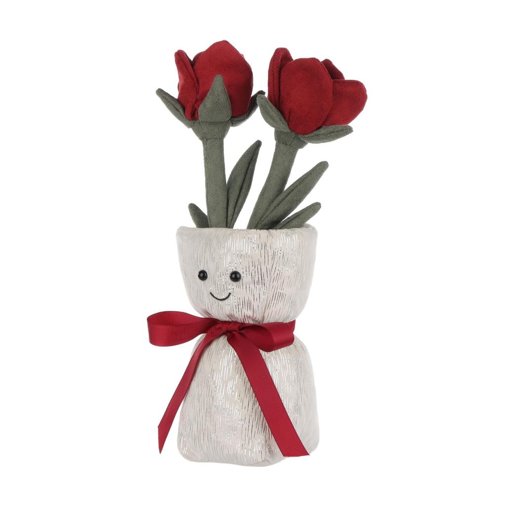 Apricot Lamb Rose Vase Children's Plush Animal, Soft and Cute Stuffed Animal for Babies and Boys, Plush Rose Vase 30cm