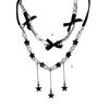 Bohemiean Star Fringe Clavicle Chain Dopamine Star Necklace Star Bowknot Choker Women Daily Outfits Delicate Jewelry