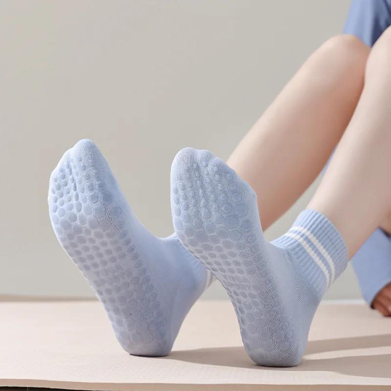 Yoga Socks Women Professional Silicone Non-slip Pilates Socks Casual Striped Cotton Indoor Floor Gym Fitness Dance Sports Socks