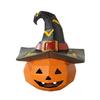 Halloween Ornament Pumpkin Wearing Witch Hat Shape Statue Indoor Outdoor Decor Spooky Halloween Tabletop Decoration
