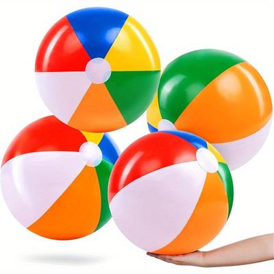 4-Pack 20" Beach Balls - Large Rainbow Beach Ball. Summer Beach Water Games Beachball Multi-Item Party Favor Packs