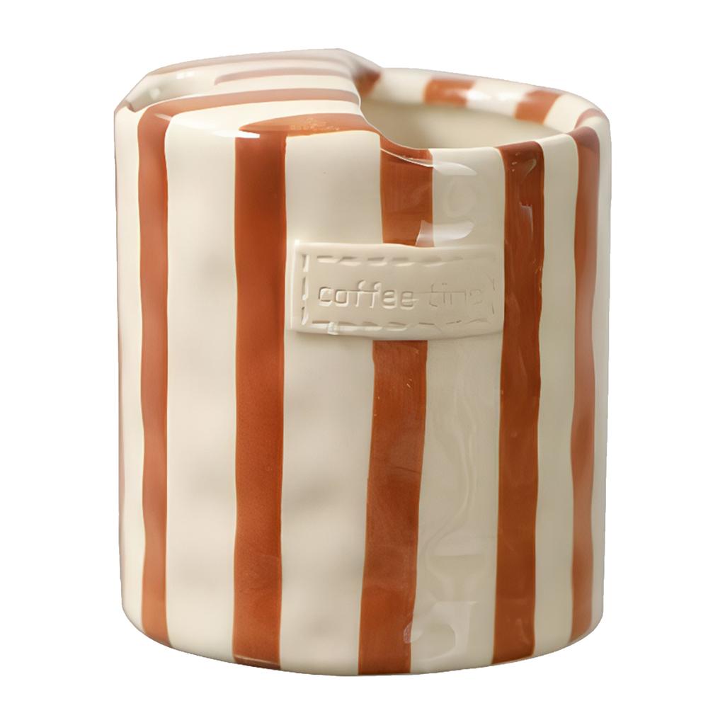 Hand-Painted Retro Striped Breakfast Cup Vintage Tea Cup for Milk Coffee Juice Latte Hot Cold Drinks Christmas Gift Drinkware