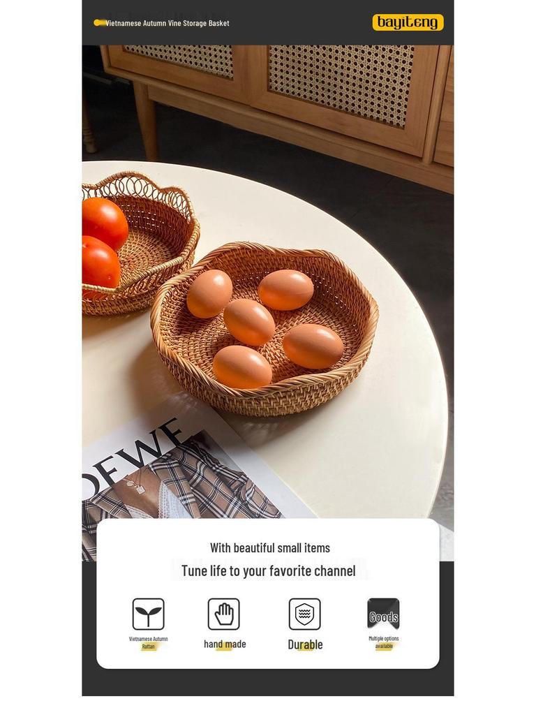 Hand-Woven Vietnamese Autumn Vine Tea and Snack Plate