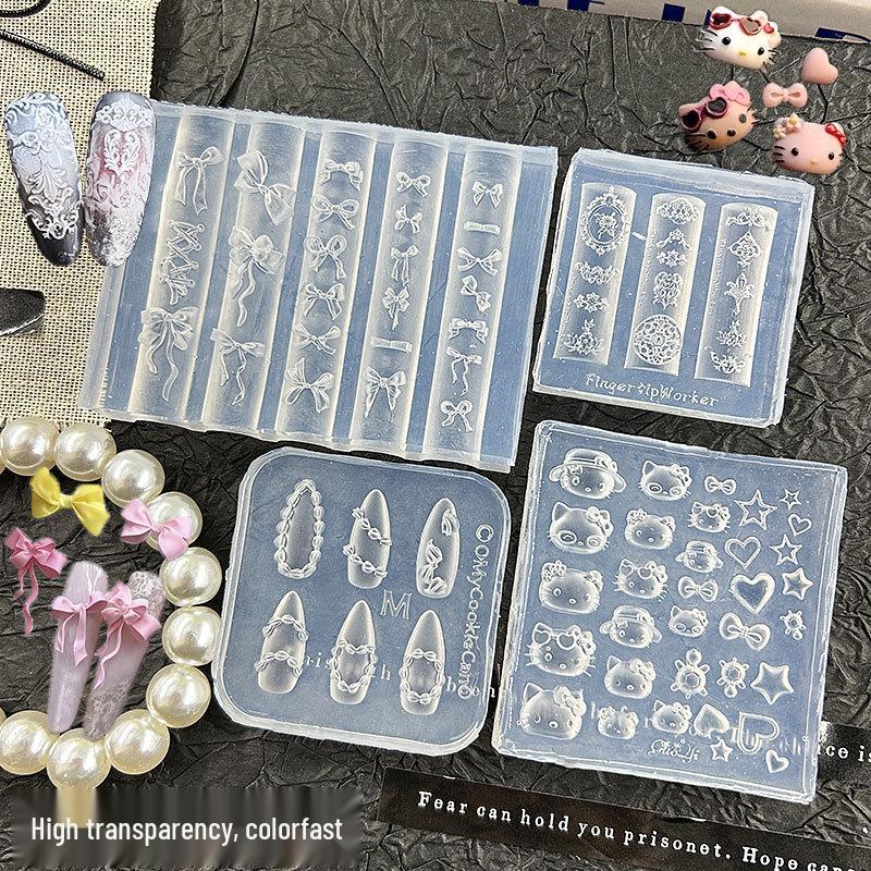 High Transparency Ice Flower Embossed Crystal Butterfly Nail Art Gel Mold