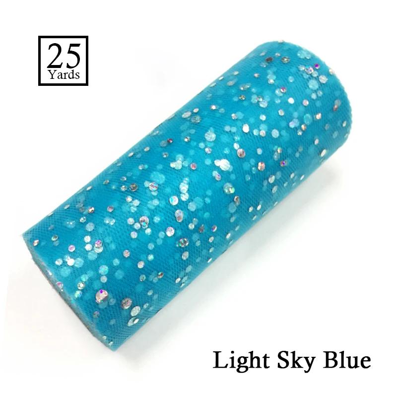 25 Yards 15cm Glitter Sequin Tulle Roll Fabric Wedding Decoration Organza Laser DIY Crafts Birthday Party Supplies