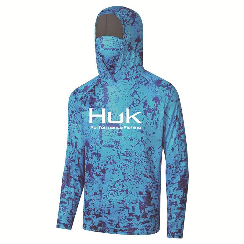 HUK Outdoor Camouflage Gradient Meeresangelköder Hoodie - Sonnenschutz Milchseide Bekleidung