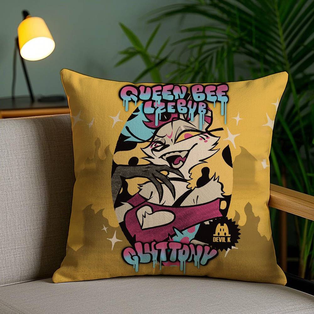 Anime H-HelluvaS B-Boss Pillow Case Sofa Short Plush Double-sided HD Printing Room Home Office Gift Cushion Cover