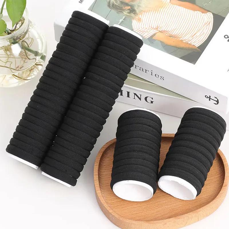 50/100 ks Černé gumičky do vlasů pro ženy dívky čelenka vysoce elastická gumička gumičky do vlasů držák na culík scrunchies doplněk