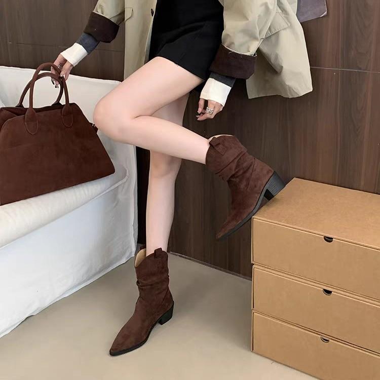 

Fashion 2025 Womens Winter New Imitation Suede Short Boots Daily Home Office Shallow Mouth Comfortable Women s Boots 41 коричневый