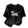 2026 Summer Women's White Cartoon Print Loose-Fit Slimming T-shirt