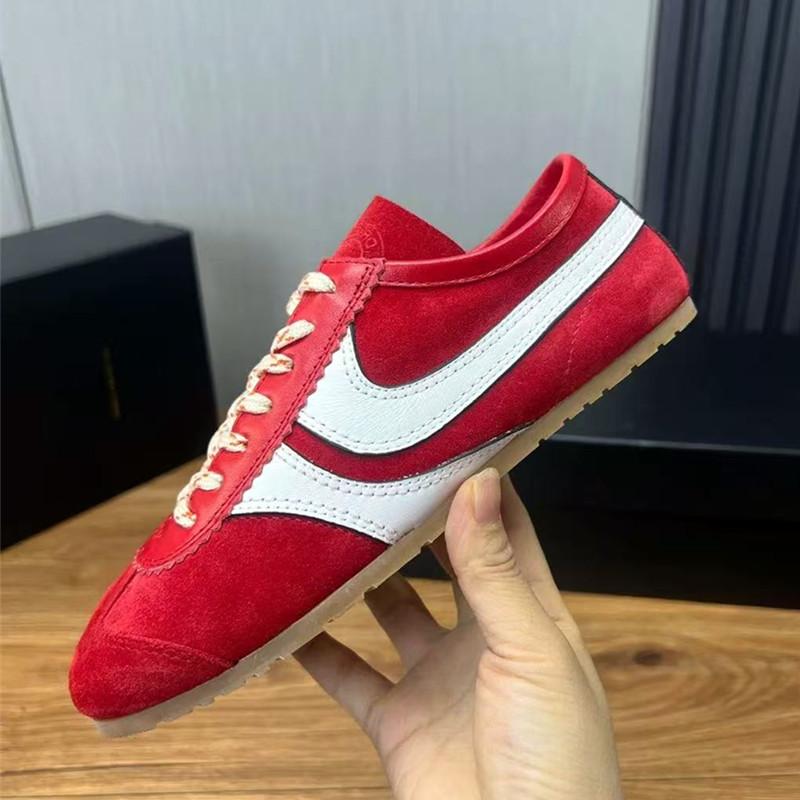 Fashion Genuine Leather Lace Up Women's Sneaker Faux Suede Patchwork Trainers Light Comfortable Flats Breathable Non-slip Running Shoes