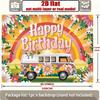 2D Boho Groovy Summer Floral Kids Birthday Photography Background Cloth