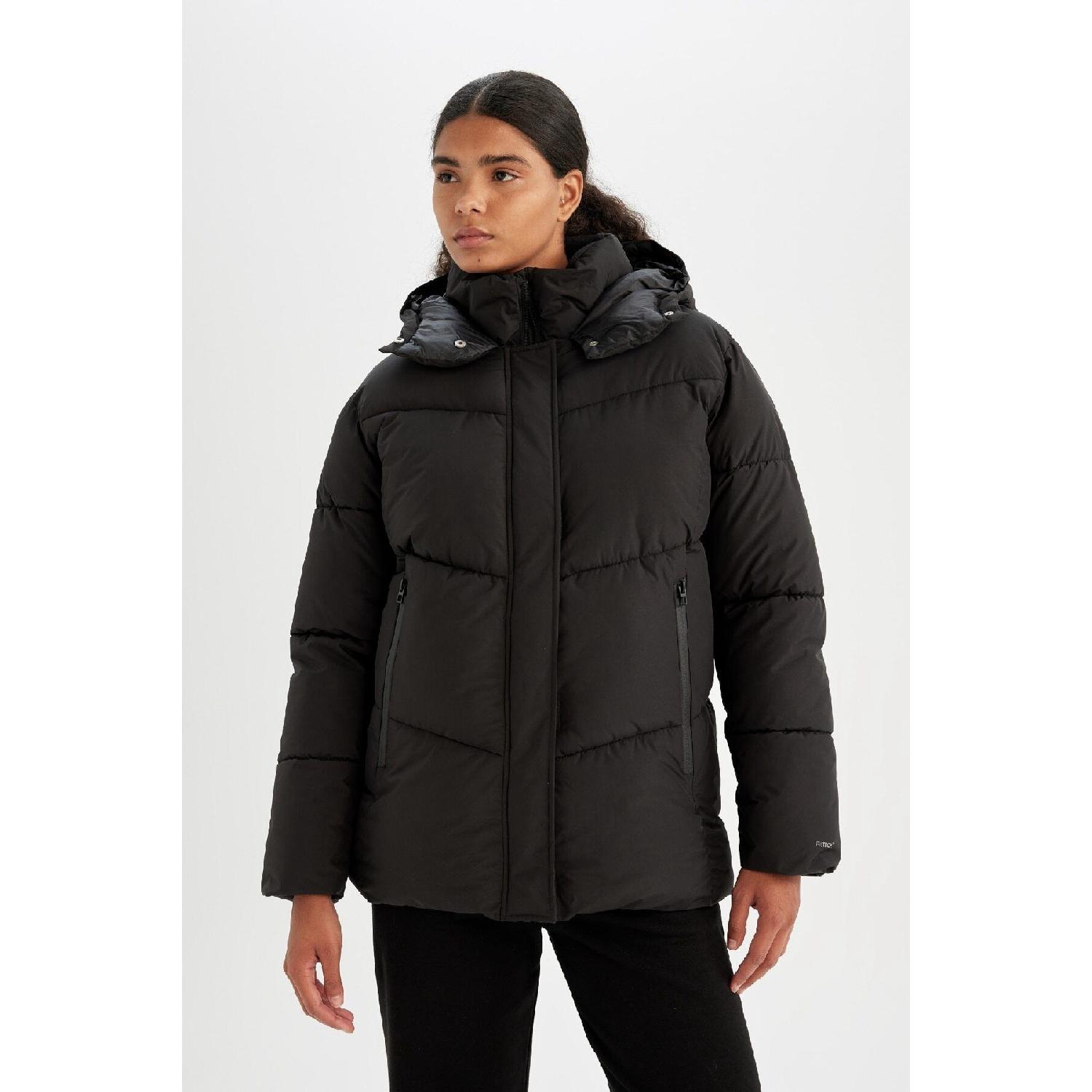 

Fit Water Repellent Coat Hooded Fleece Lined Zippered Waterproof A1553ax24wn M чорний