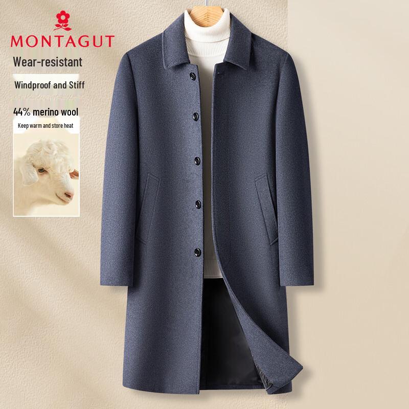 MONTAGUT Men's 40% Wool Blend Mid-Length Winter Overcoat