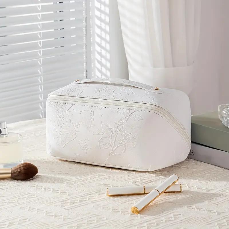 Vintage Flower Women Tote Cosmetic Bag Fashion Portable Pillow Makeup Orgainzer Pouch Washbag Large Capacity Travel Zipper Bag