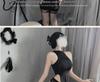 770 Plus Size Sexy Lingerie Slit Cheongsam Dress - Buttock-Revealing Summer Pajamas for Women, High Elasticity, Ideal for Roleplay