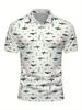 Men's Short Sleeve Polo Shirt with Flat Digital Print Pattern - No Texture