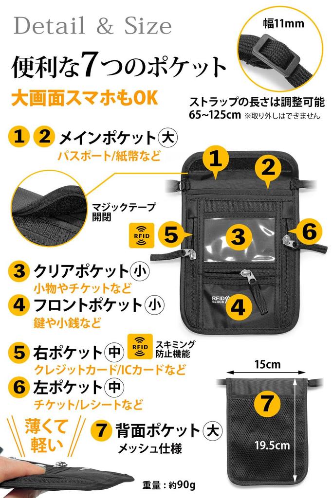 by an organization Passport security 7 pockets x compact x hanging from neck [YHM Corporation] [Supervised advisor] case, anti-skimming pouch,