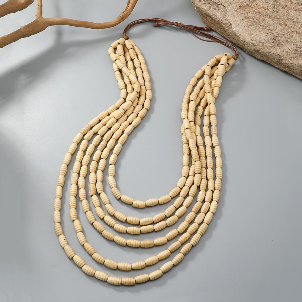 Bohemian Wooden Multilayer Necklace For Women Handmade Ethnic Style
