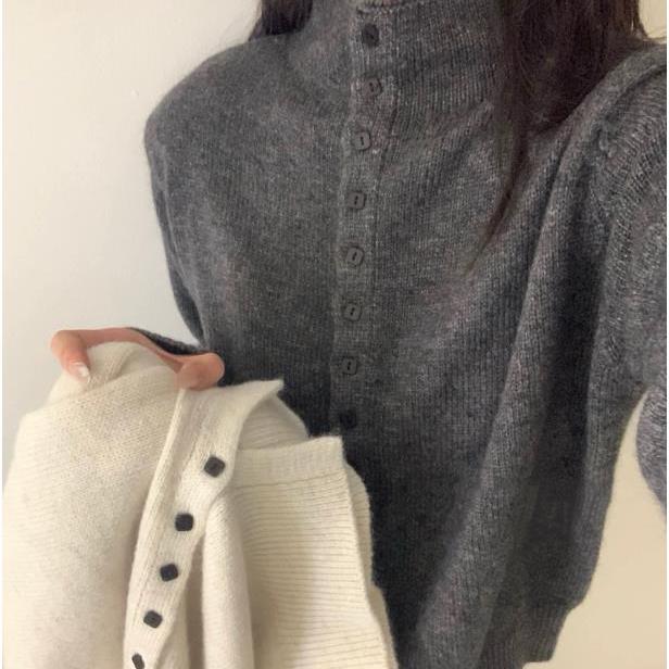 Soft Comfortable Stand-Up Collar Sweater Cardigan Women Simple Single Breasted Cardigans Coat Autumn Solid Knitted Outerwear