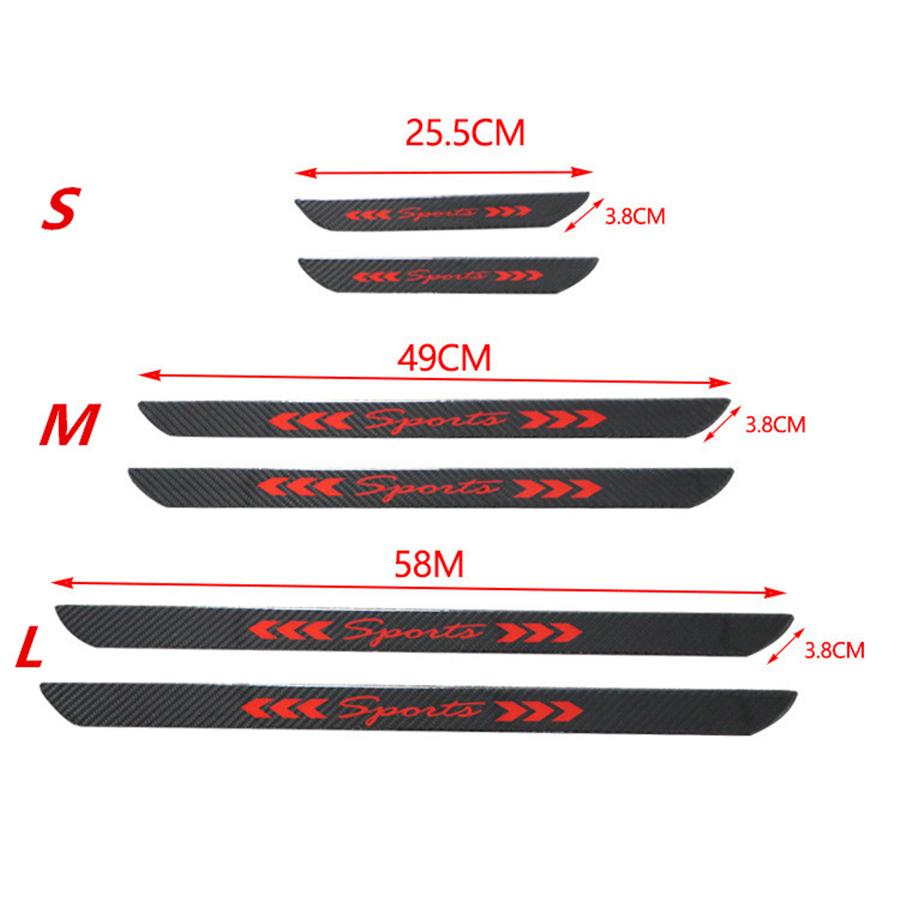 4Pcs Rear Carbon Fiber Car Door Welcome Plate Sill Scuff Anti-Scratch Protectors