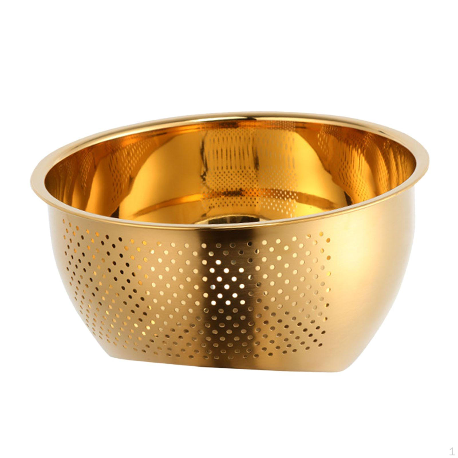 

Ситечко для мойки риса, небольшой дуршлаг, универсальный универсальный дуршлаг из нержавеющей стали с боковыми сливами для очистки Gold Small
