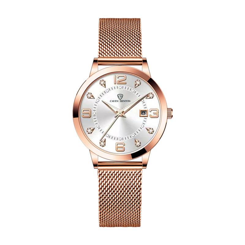 Women's Luminous Waterproof Korean-Style Fashion Watch with Mesh Strap and Date Display