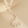 Vintage Round Bead Chain Beaded Necklace Simple Imitation Pearl Tassel Long Niche Necklace