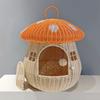 Pet Nest Closed Outdoor Home Dual-use Rattan Weaving Nest Cute Cat Dog Nest Anti Rattan Mushroom House Cat Nest Outdoor Travel