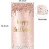 Pink Rose Gold Happy Birthday Door Banner Decorations, Happy Birthday Door Cover Backdrop Party Supplies for Women, Large 16th 21st 30th 40th 50th